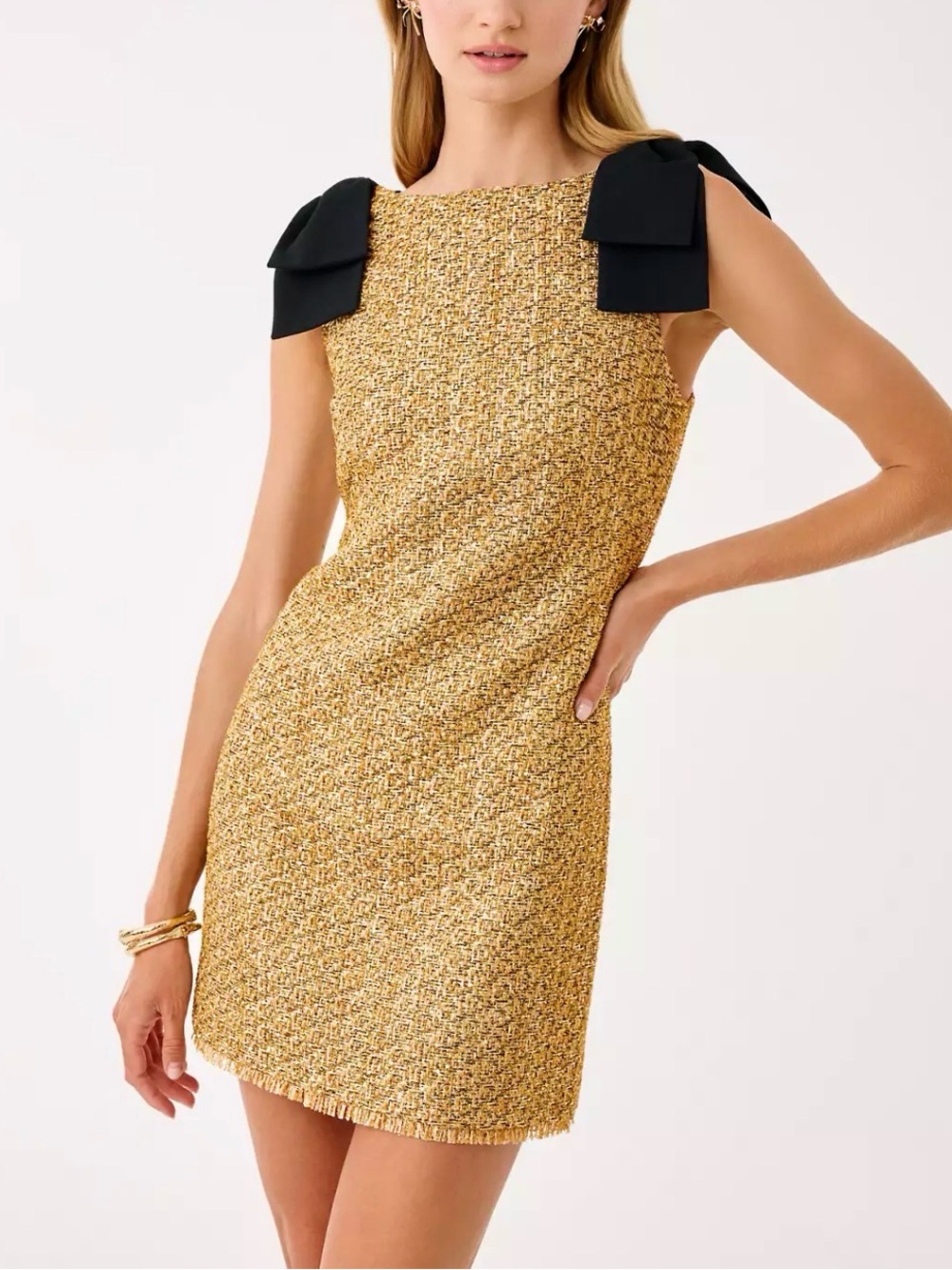 GORGEOUS NWT Lilly Pulitzer Cora Skirted Shift Romper Gold Black 4